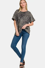 Women’s Acid Wash Neck Short Sleeve Crop Top