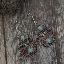 Clear acrylic letter teardrop shape earrings with school designs