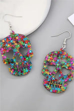 Acrylic skull drop earrings with colorful star glitter skulls