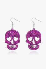 Acrylic Skull Drop Earrings Red-Violet One Size Earrings