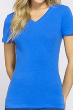 Active Basic V-Neck Short Sleeve T-Shirt in royal blue breathable fabric