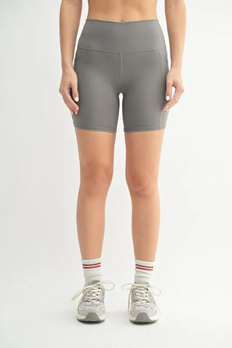MONO B Venice Cloud Light Sculpt Biker Shorts NEW PEWTER