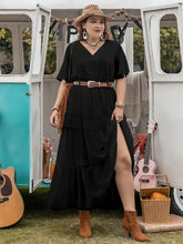 Plus Size Tie Neck Flutter Sleeve Dress Casual Dresses