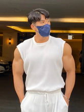 Men's Plus Size Cord Ribbed Round Neck Tank White