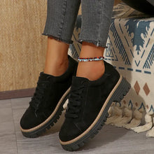 Lace Up Round Toe Platform Sneakers Black Woman Sneakers