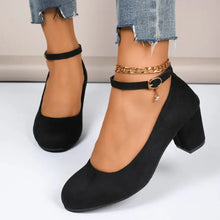 Point Toe Block Heels Pumps Black woman pumps
