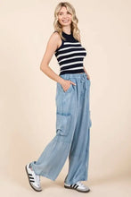 Mittoshop Washed Elastic Waist Cargo Wide Leg Pants Woman Pants