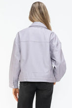 How Dare U Drawstring Hem PU Leather Zip Up Jacket Woman Outerwear