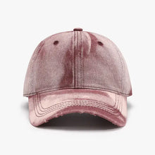 Pink and maroon tie-dye distressed adjustable cotton baseball cap