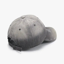 Distressed dark gray adjustable cotton baseball hat with strap