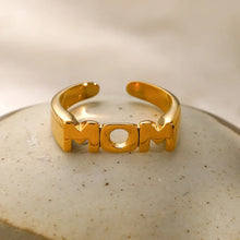 Adjustable Stainless Steel Gold MOM Ring Fashion Jewelry 18K Gold Plated