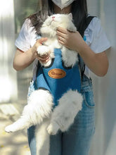 Blauer Denim-Hundeträger-Rucksack mit verstellbaren Trägern und Hoopet-Logo-Patch