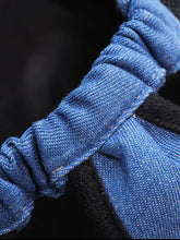 Blauer Denim-Tierträger-Rucksack mit gesammelten elastischen Trägern