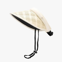 Beige perforated solid adjustable weave visor with black chin strap