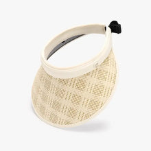 Cream-colored solid adjustable weave visor with black strap