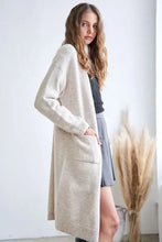 Beige Adora 2Tone Sweater cozy knit cardigan with pockets and buttons