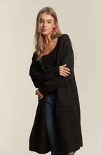 Adora 2tone cozy knit open front cardigan with pockets