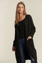 Adora 2tone Sweater cozy knit open front cardigan with pockets