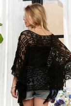 ADORA Boat Neck Crochet Lace Cover Up Woman Outerwear