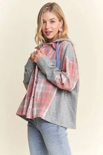 ADORA Button Down Plaid Hoodie Shacket Woman Outerwear