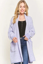 Adora chevron cardigan light purple knit sweater duster coat