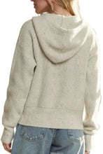 Adora Hoodie Relaxed cream speckled sweater cardigan with ribbed cuffs