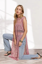 ADORA Multi Color Crochet Tunic Top PINK Woman Outerwear