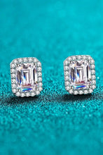 1 Carat Moissanite Square Stud Earrings with Emerald-Cut Design