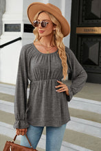 Round Neck Flounce Sleeve Blouse Woman Blouses