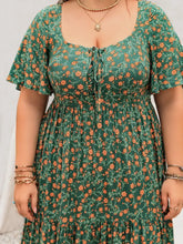 Plus Size Printed Short Sleeve Tiered Maxi Dress Maxi Dresses