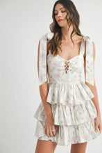 MABLE Floral Print Shoulder Tie Layered Mini Dress Casual Dresses