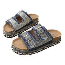 Rhinestone Double Buckle Platform Sandals