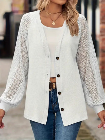 Button Up V-Neck Long Sleeve Outerwear White Casual Dresses