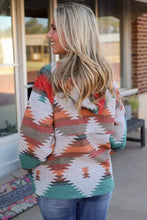 Geometric Half-Zip Drawstring Hoodie Woman Sweatshirts