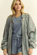 Davi & Dani Exposed Seam Zip Up Dropped Shoulder Jacket Grey Woman Outerwear
