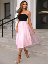 Two-Tone Spaghetti Strap Mesh Dress Cocktail Dress