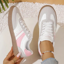 Round Toe Lace Up Sneakers Pink Woman Sneakers