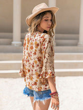 Floral V-Neck Spliced Lace Blouse Woman Blouses