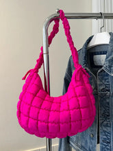 Bubble Texture Ruched Strap Quilted Shoulder Bag Hot Pink One Size Shoulder Bags