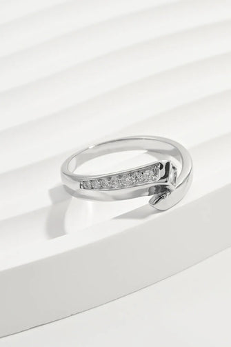 925 Sterling Silver Inlaid Zircon Ring Silver