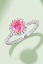 1 Carat Moissanite 925 Sterling Silver Halo Ring Hot Pink