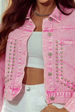 Studded Button Up Denim Jacket Woman Outerwear