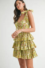 MABLE Floral Print Shoulder Tie Layered Mini Dress Casual Dresses
