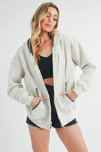 Aemi + Co Contrast Trim Zip Up Hoodie Jacket Heather Bone Woman Outerwear