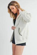Aemi + Co Contrast Trim Zip Up Hoodie Jacket Woman Outerwear