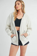Aemi + Co Contrast Trim Zip Up Hoodie Jacket Woman Outerwear