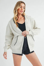Aemi + Co Contrast Trim Zip Up Hoodie Jacket Woman Outerwear