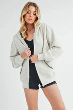 Aemi + Co Contrast Trim Zip Up Hoodie Jacket Woman Outerwear