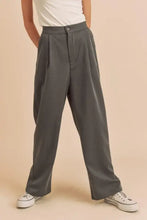 Aemi + Co High Waist Wide Leg Pants with Side Pockets Charcoal Woman Pants
