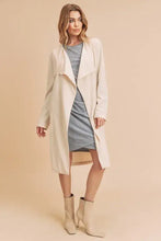 Aemi + Co Open Front Long Sleeve Longline Coat Ivory Woman Outerwear